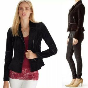 White House Black Market Velvet Moto jacket SZ 10